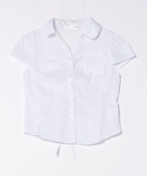 HALEY PESCA(ヘーリーペスカ)の「HALEY PESCA/シワ加工 ギャザー風デザイン タイトミニブラウス(シャツ/ブラウス・レディース・ホワイト/ブラック・SMALL/MEDIUM/LARGE)」の6枚目の写真