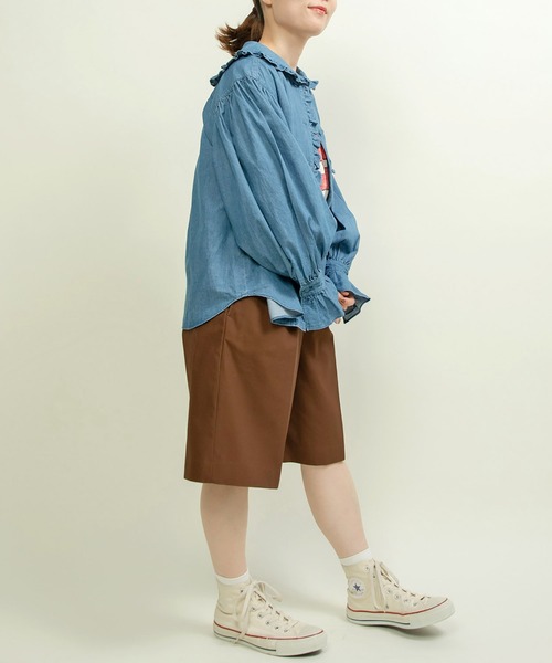 CHILD WOMAN（チャイルドウーマン）の「☆ライトオンスデニム フリルセーラーシャツブラウス（シャツ/ブラウス・レディース・ブルー/ネイビー・FREE）」の16枚目の写真