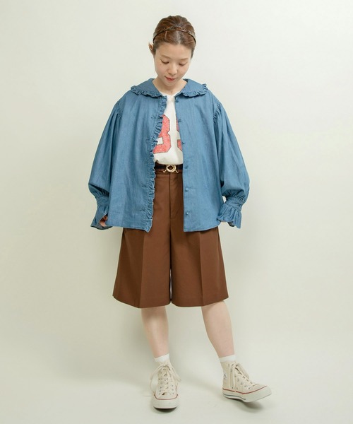CHILD WOMAN（チャイルドウーマン）の「☆ライトオンスデニム フリルセーラーシャツブラウス（シャツ/ブラウス・レディース・ブルー/ネイビー・FREE）」の15枚目の写真