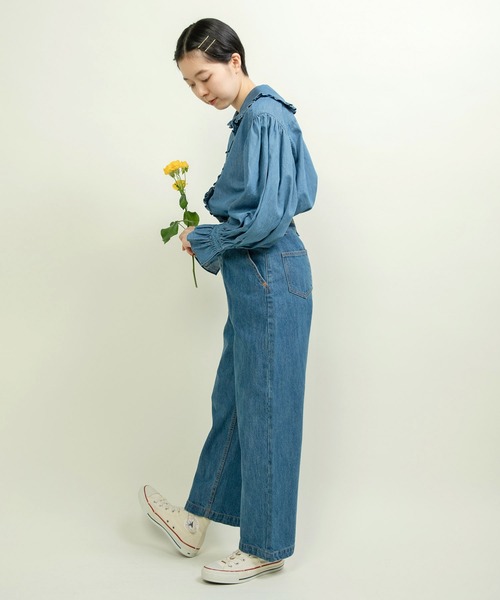 CHILD WOMAN（チャイルドウーマン）の「☆ライトオンスデニム フリルセーラーシャツブラウス（シャツ/ブラウス・レディース・ブルー/ネイビー・FREE）」の7枚目の写真