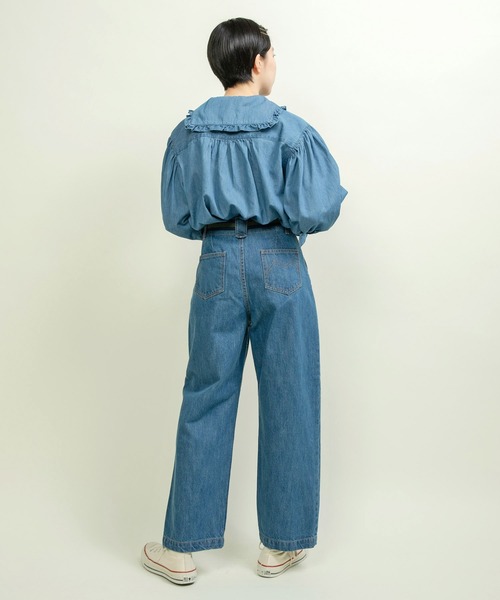 CHILD WOMAN（チャイルドウーマン）の「☆ライトオンスデニム フリルセーラーシャツブラウス（シャツ/ブラウス・レディース・ブルー/ネイビー・FREE）」の8枚目の写真