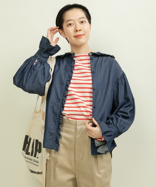 CHILD WOMAN（チャイルドウーマン）の「☆ライトオンスデニム フリルセーラーシャツブラウス（シャツ/ブラウス・レディース・ブルー/ネイビー・FREE）」の18枚目の写真