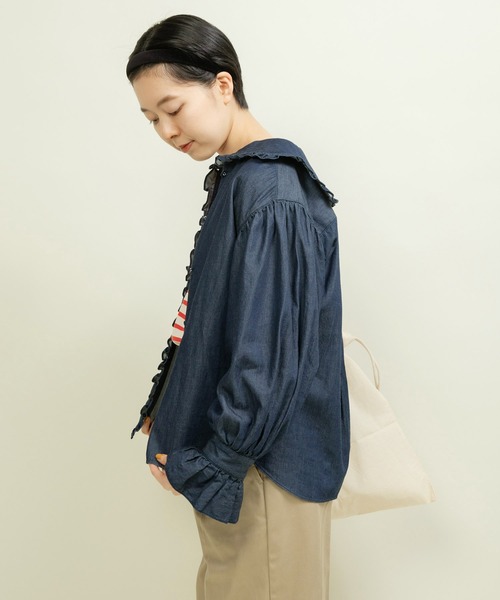 CHILD WOMAN（チャイルドウーマン）の「☆ライトオンスデニム フリルセーラーシャツブラウス（シャツ/ブラウス・レディース・ブルー/ネイビー・FREE）」の19枚目の写真