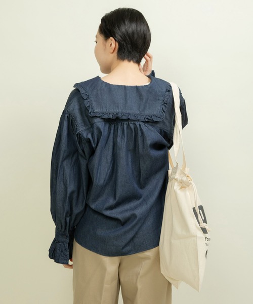 CHILD WOMAN（チャイルドウーマン）の「☆ライトオンスデニム フリルセーラーシャツブラウス（シャツ/ブラウス・レディース・ブルー/ネイビー・FREE）」の20枚目の写真