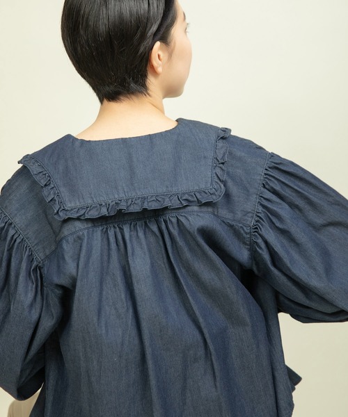 CHILD WOMAN（チャイルドウーマン）の「☆ライトオンスデニム フリルセーラーシャツブラウス（シャツ/ブラウス・レディース・ブルー/ネイビー・FREE）」の21枚目の写真