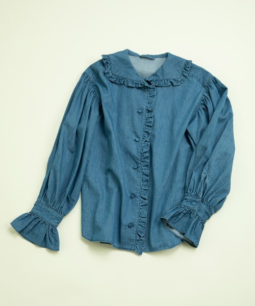 CHILD WOMAN（チャイルドウーマン）の「☆ライトオンスデニム フリルセーラーシャツブラウス（シャツ/ブラウス・レディース・ブルー/ネイビー・FREE）」の12枚目の写真