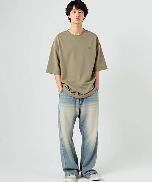 KANGOL(カンゴール)の「【EC別注】KANGOL カンゴール ブランド ワンポイント ロゴ 刺繍 ビッグシルエット 半袖 Tシャツ(Tシャツ/カットソー・メンズ・ブルーグレー/オフホワイト/ベージュ・L/XL/M)」の10枚目の写真