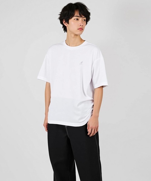KANGOL(カンゴール)の「【EC別注】KANGOL カンゴール ブランド ワンポイント ロゴ 刺繍 ビッグシルエット 半袖 Tシャツ(Tシャツ/カットソー・メンズ・ブルーグレー/オフホワイト/ベージュ・L/XL/M)」の6枚目の写真