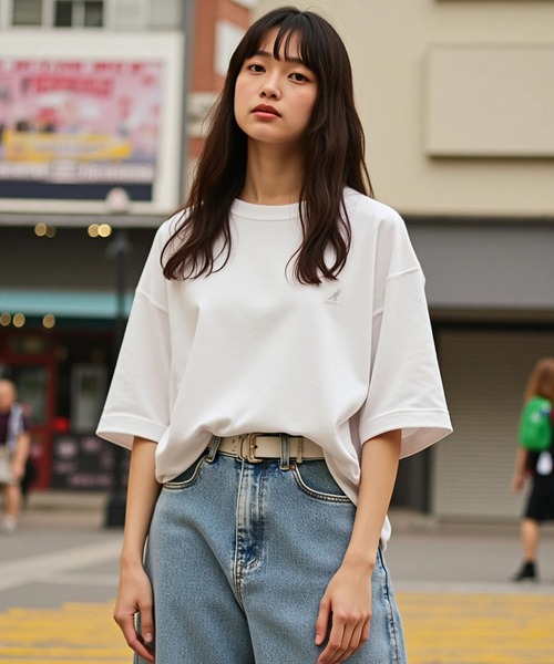 KANGOL(カンゴール)の「【EC別注】KANGOL カンゴール ブランド ワンポイント ロゴ 刺繍 ビッグシルエット 半袖 Tシャツ(Tシャツ/カットソー・メンズ・ブルーグレー/オフホワイト/ベージュ・L/XL/M)」の17枚目の写真