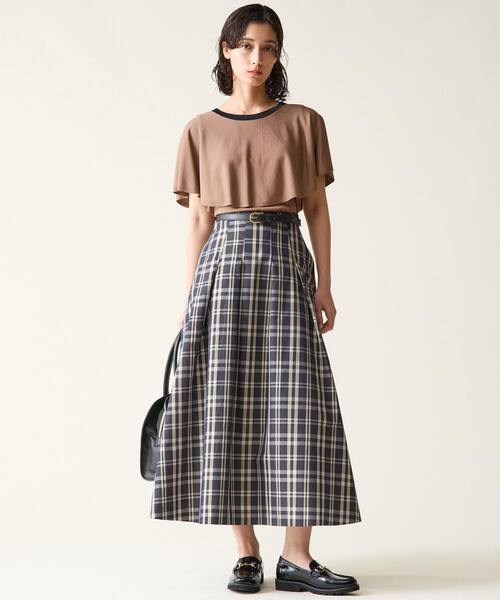 Tiara（ティアラ）の「ハイウエストタックフレアスカート（スカート・レディース・ブラック/チェック/ベージュ・3/2）」の8枚目の写真
