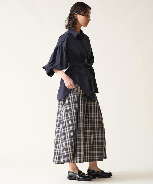 Tiara（ティアラ）の「ハイウエストタックフレアスカート（スカート・レディース・ブラック/チェック/ベージュ・3/2）」の10枚目の写真