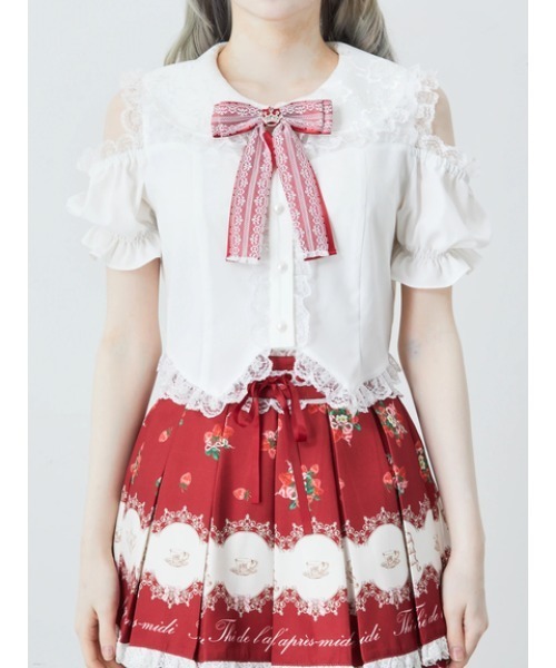 Ank Rouge(アンクルージュ)の「肩あきおリボンブラウス(シャツ/ブラウス・レディース・ブラック/ピンク/レッド・M)」の13枚目の写真