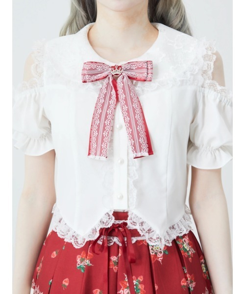 Ank Rouge(アンクルージュ)の「肩あきおリボンブラウス(シャツ/ブラウス・レディース・ブラック/ピンク/レッド・M)」の16枚目の写真