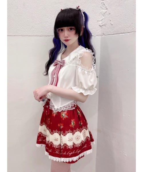 Ank Rouge(アンクルージュ)の「肩あきおリボンブラウス(シャツ/ブラウス・レディース・ブラック/ピンク/レッド・M)」の7枚目の写真