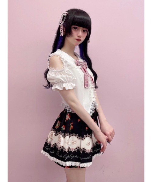 Ank Rouge(アンクルージュ)の「肩あきおリボンブラウス(シャツ/ブラウス・レディース・ブラック/ピンク/レッド・M)」の9枚目の写真