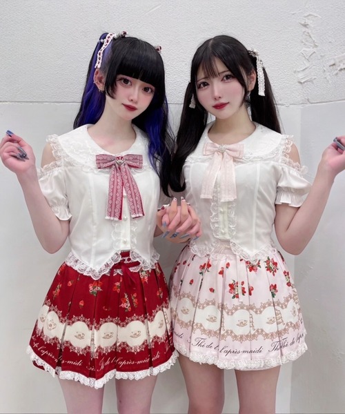 Ank Rouge(アンクルージュ)の「肩あきおリボンブラウス(シャツ/ブラウス・レディース・ブラック/ピンク/レッド・M)」の6枚目の写真