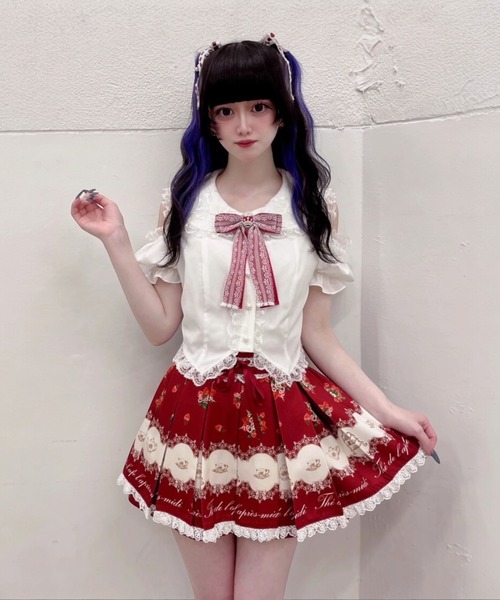 Ank Rouge(アンクルージュ)の「肩あきおリボンブラウス(シャツ/ブラウス・レディース・ブラック/ピンク/レッド・M)」の7枚目の写真