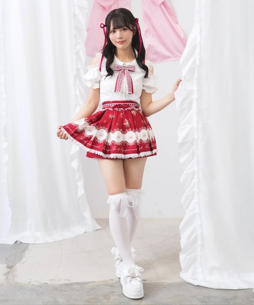 Ank Rouge(アンクルージュ)の「肩あきおリボンブラウス(シャツ/ブラウス・レディース・ブラック/ピンク/レッド・M)」の12枚目の写真