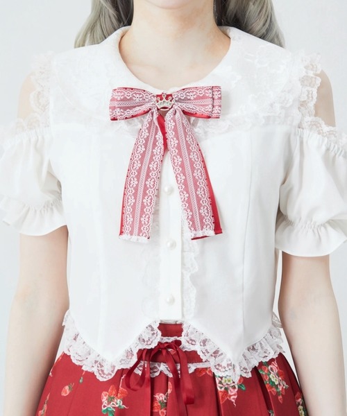 Ank Rouge(アンクルージュ)の「肩あきおリボンブラウス(シャツ/ブラウス・レディース・ブラック/ピンク/レッド・M)」の14枚目の写真