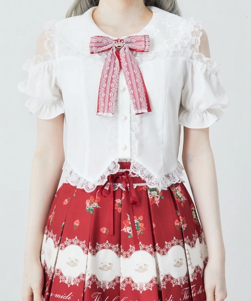 Ank Rouge(アンクルージュ)の「肩あきおリボンブラウス(シャツ/ブラウス・レディース・ブラック/ピンク/レッド・M)」の13枚目の写真