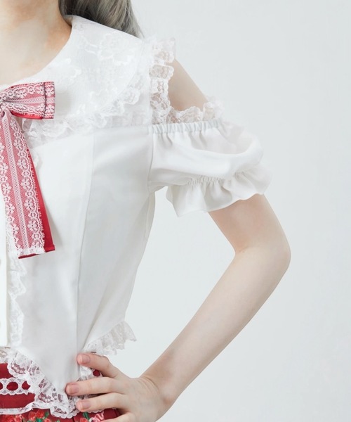 Ank Rouge(アンクルージュ)の「肩あきおリボンブラウス(シャツ/ブラウス・レディース・ブラック/ピンク/レッド・M)」の15枚目の写真