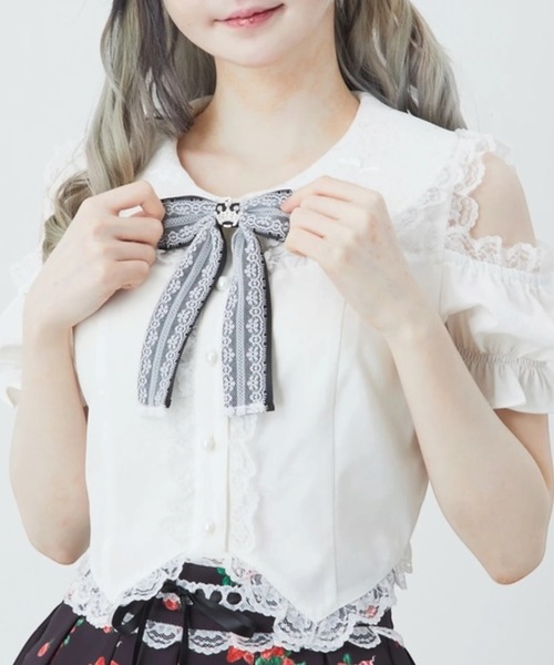 Ank Rouge(アンクルージュ)の「肩あきおリボンブラウス(シャツ/ブラウス・レディース・ブラック/ピンク/レッド・M)」の19枚目の写真