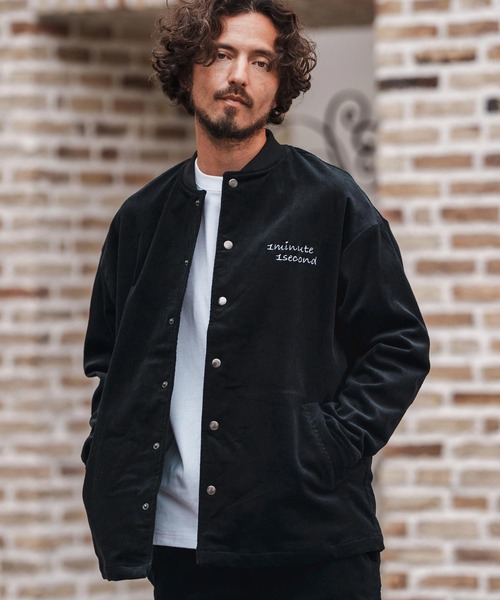 1minute 1second(ワンミニットワンセカンド)の「mj10861-corduroy blouson with 1M1S big patch コーデュロイブルゾン(ブルゾン・メンズ・ブラック/グレー・S/M/L/XL)」の2枚目の写真