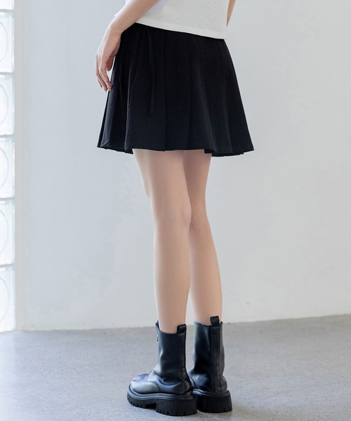 DAY CLOSET(デイ クローゼット)の「レディース サイドリボンぺチパンツ付きハイウエストプリーツミニスカート(スカート・レディース・グレー/ブラック/チャコールグレー/ブラウン・M/S/L)」の12枚目の写真