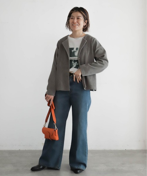 NOMBRE IMPAIR（ノンブルアンペール）の「カットコーデュロイ　ノーカラージャケット（テーラードジャケット・レディース・チャコールグレー/グレー・FREE）」の16枚目の写真