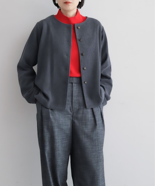 NOMBRE IMPAIR（ノンブルアンペール）の「カットコーデュロイ　ノーカラージャケット（テーラードジャケット・レディース・チャコールグレー/グレー・FREE）」の6枚目の写真