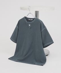 OE バック ジャージー ピグメント ヘンリーネック Tシャツ
