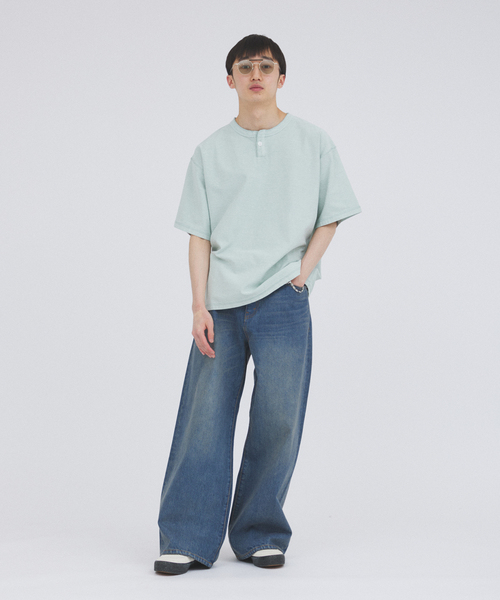 JOURNAL STANDARD(ジャーナルスタンダード)の「OE バック ジャージー ピグメント ヘンリーネック Tシャツ(Tシャツ/カットソー・メンズ・ブラック/サックスブルー/ホワイト/ベージュ系その他・MEDIUM/LARGE)」の18枚目の写真