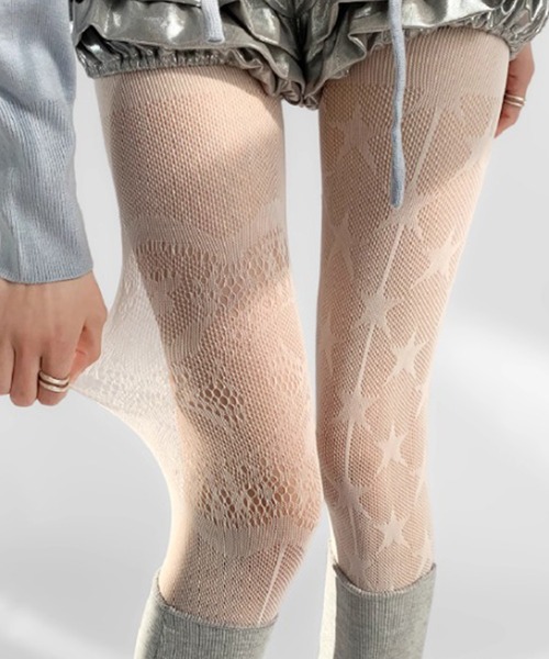 SANSeLF（サンセルフ）の「【SANSeLF】グラフィックシアータイツ レッグウェア  saa25s002（タイツ/ストッキング・レディース・ホワイト/ブラウン/グレー・FREE）」の7枚目の写真