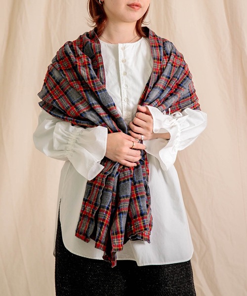 prit] ウールコットンチェック ストール | Domingo（ドミンゴ）公式
