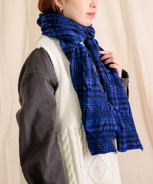 prit] ウールコットンチェック ストール（マフラー）｜prit（プリット