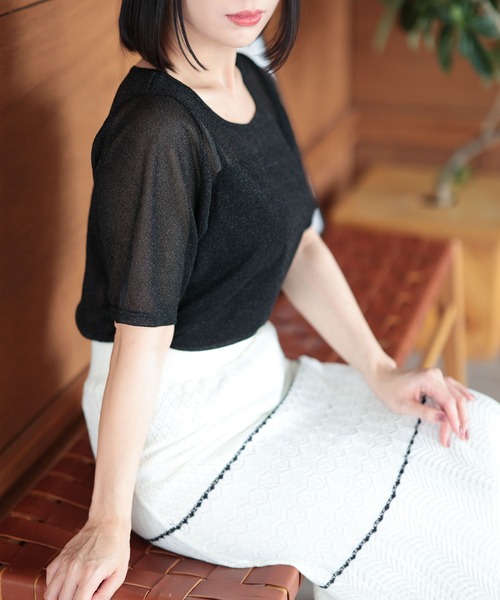 Ruwan yu(ルワンユー)の「シアーラメ半袖トップス【大きいサイズ対応】(その他トップス・レディース・ブラック/ピンク・L/LL/3L/4L)」の11枚目の写真