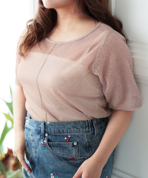 Ruwan yu(ルワンユー)の「シアーラメ半袖トップス【大きいサイズ対応】(その他トップス・レディース・ブラック/ピンク・L/LL/3L/4L)」の20枚目の写真