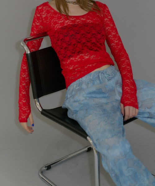 yae（ヤエ）の「Relax jacquard pants / リラックスジャガードパンツ（その他パンツ・レディース・ブラック/ライトブルー・38/36）」の19枚目の写真