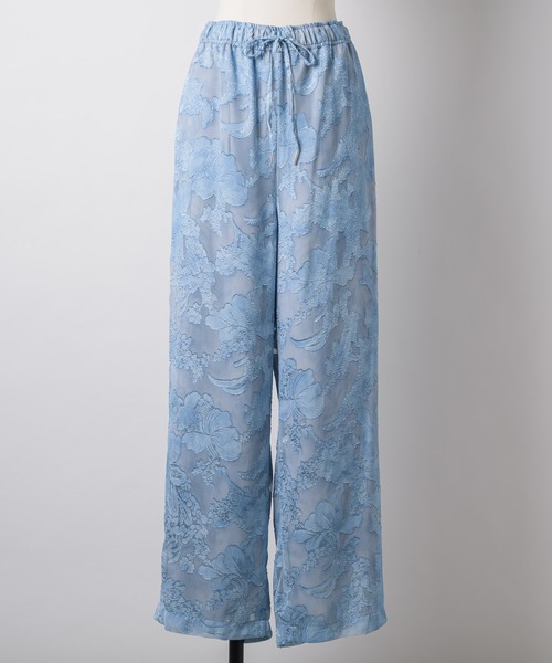 yae（ヤエ）の「Relax jacquard pants / リラックスジャガードパンツ（その他パンツ・レディース・ブラック/ライトブルー・38/36）」の6枚目の写真