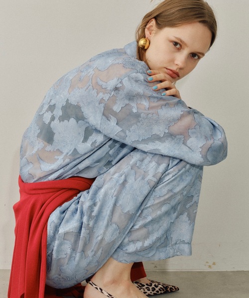 yae（ヤエ）の「Relax jacquard pants / リラックスジャガードパンツ（その他パンツ・レディース・ブラック/ライトブルー・38/36）」の5枚目の写真