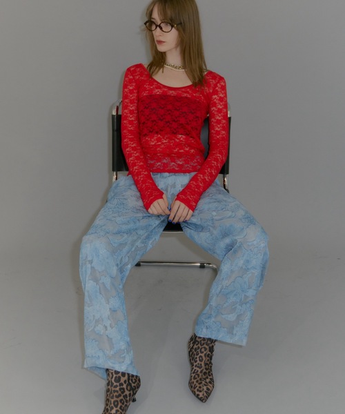 yae（ヤエ）の「Relax jacquard pants / リラックスジャガードパンツ（その他パンツ・レディース・ブラック/ライトブルー・38/36）」の20枚目の写真