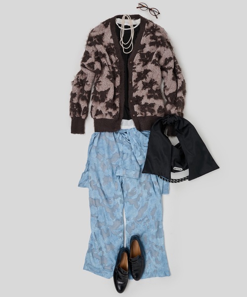 yae（ヤエ）の「Relax jacquard pants / リラックスジャガードパンツ（その他パンツ・レディース・ブラック/ライトブルー・38/36）」の22枚目の写真