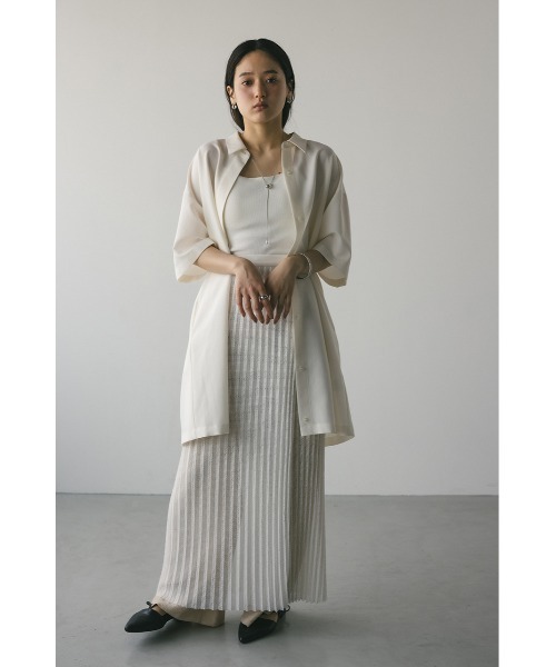 STYLEMIXER(スタイルミキサー)の「プリーツラップセットシャツワンピース(ワンピース・レディース・ネイビー/ホワイト・FREE)」の2枚目の写真