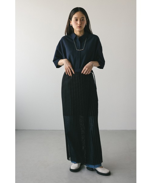 STYLEMIXER(スタイルミキサー)の「プリーツラップセットシャツワンピース(ワンピース・レディース・ネイビー/ホワイト・FREE)」の10枚目の写真