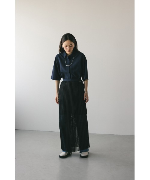 STYLEMIXER(スタイルミキサー)の「プリーツラップセットシャツワンピース(ワンピース・レディース・ネイビー/ホワイト・FREE)」の8枚目の写真