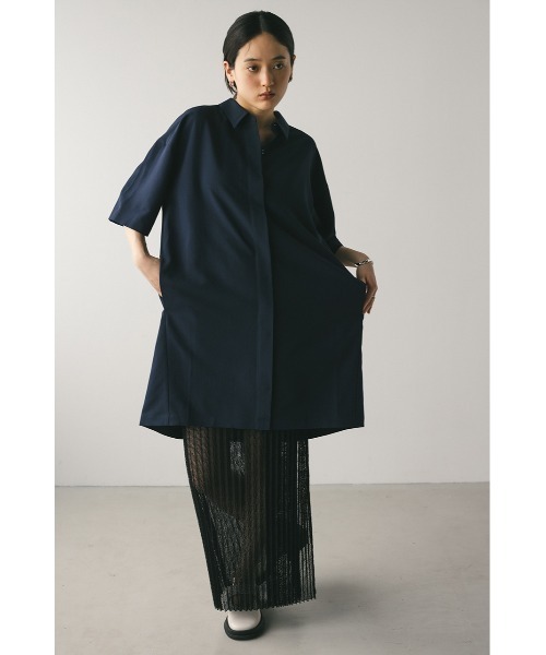 STYLEMIXER(スタイルミキサー)の「プリーツラップセットシャツワンピース(ワンピース・レディース・ネイビー/ホワイト・FREE)」の7枚目の写真