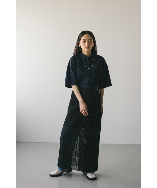 STYLEMIXER(スタイルミキサー)の「プリーツラップセットシャツワンピース(ワンピース・レディース・ネイビー/ホワイト・FREE)」の9枚目の写真