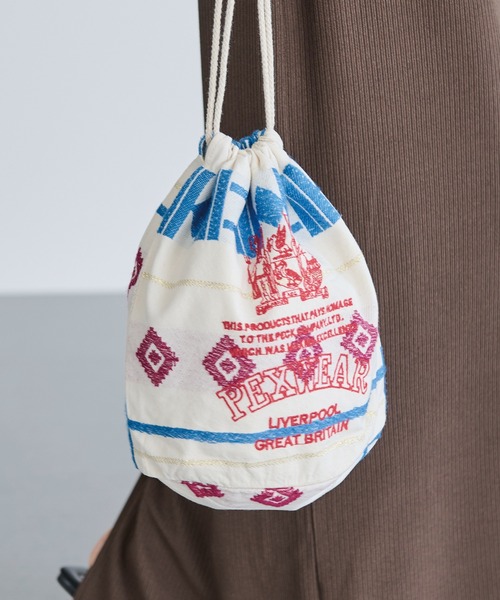 PEXWEAR(ペックスウェアー)の「JACQUARD DRAW STRING BAG/ジャガードドローストリングバッグ(ハンドバッグ・レディース・オレンジ/レッド/サックスブルー・F)」の9枚目の写真