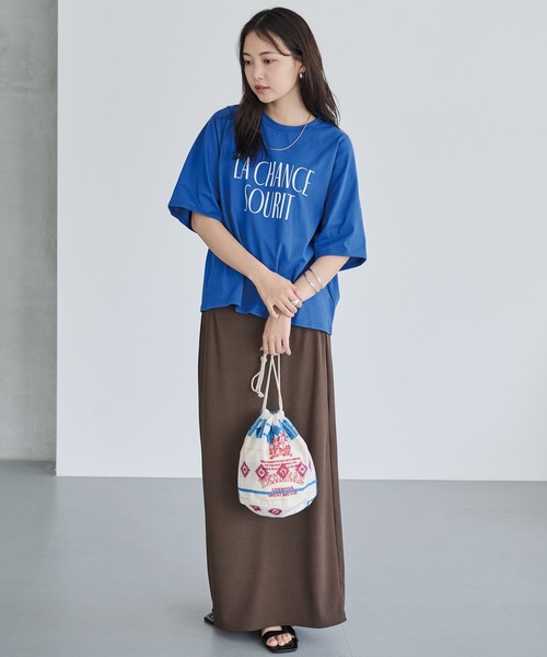 PEXWEAR(ペックスウェアー)の「JACQUARD DRAW STRING BAG/ジャガードドローストリングバッグ(ハンドバッグ・レディース・オレンジ/レッド/サックスブルー・F)」の10枚目の写真