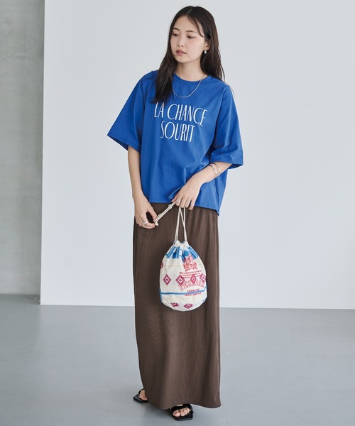 PEXWEAR(ペックスウェアー)の「JACQUARD DRAW STRING BAG/ジャガードドローストリングバッグ(ハンドバッグ・レディース・オレンジ/レッド/サックスブルー・F)」の11枚目の写真